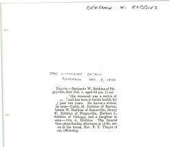 DE~,~~.=Benjamin W. RObbi~~~f :Pi~-: gryville, died Dec. 1, aged