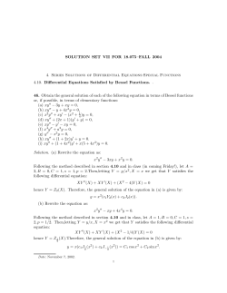 SOLUTION SET VII FOR 18.075&ndash;FALL 2004 4. Series Solutions of