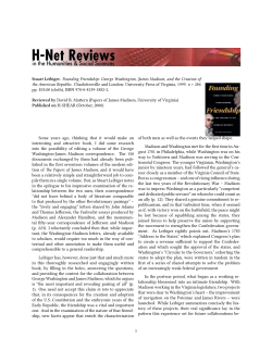 David Mattern on Founding Friendship: George Washington - H-Net