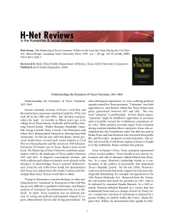 Understanding the Dynamics of Texas Unionism, 1857-1869 - H-Net
