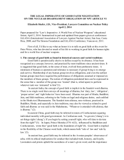 The Legal Imperative of Good Faith Negotiation on the Nuclear
