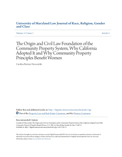 The Origin and Civil Law Foundation of the Community Property