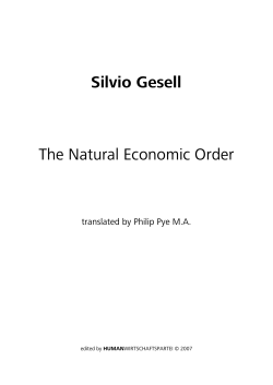 Silvio Gesell The Natural Economic Order