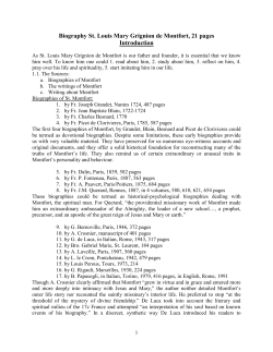 Biography St. Louis Mary Grignion de Montfort, 21 pages Introduction