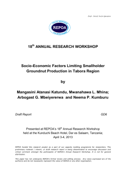 Socio-Economic Factors Limiting Smallholder Groundnut