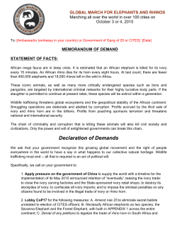 Declaration of Demands - Global March for Elephants and Rhinos