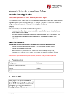 Portfolio Entry Form - Macquarie University