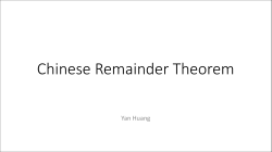 Chinese Remainder Theorem