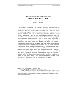 JURISDICTIONAL DISCRIMINATION AND FULL FAITH AND CREDIT