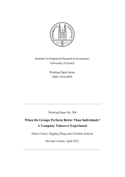 When Do Groups Perform Better Than Individuals? A Company