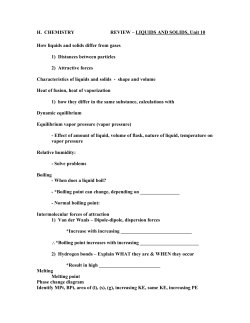 H. CHEMISTRY REVIEW &ndash; LIQUIDS AND SOLIDS, Unit 10 How