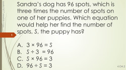 Sandra`s dog has 96 spots, which is three times the number of spots