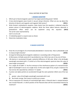 DUAL NATURE OF MATTER 1 marks question 1. Which part of