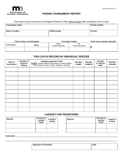 fishing tournament report $ fish catch record by