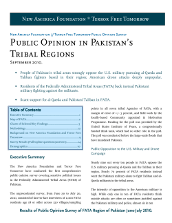 Public Opinion in Pakistan`s Tribal Regions