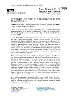 INFORMATION FOR PATIENTS WITH SUSPECTED GENETIC