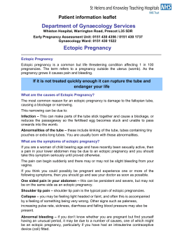 Department of Gynaecology Services Ectopic Pregnancy