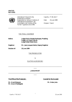 Judgement - International Criminal Tribunal for the former Yugoslavia