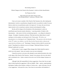 Revisioning Article X: Fifteen Changes in the Church of the