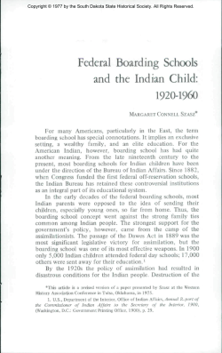 Federal Boarding Schools and the Indian Child: 1920-1960