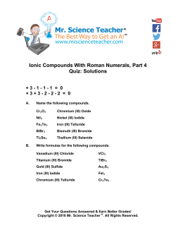 Ionic Compounds With Roman Numerals, Part 4 Quiz: Solutions
