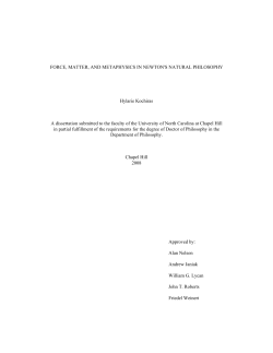FORCE, MATTER, AND METAPHYSICS IN NEWTON`S NATURAL