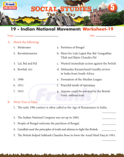 Indian National Movement: Worksheet-19
