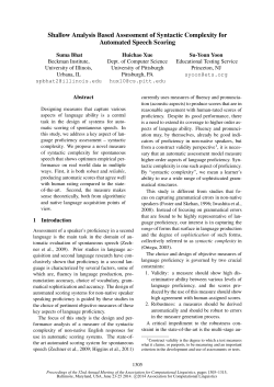Shallow Analysis Based Assessment of Syntactic Complexity for