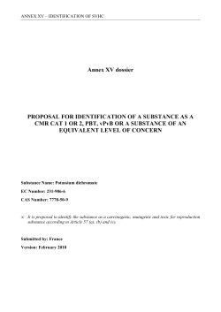 Annex XV dossier PROPOSAL FOR IDENTIFICATION OF A