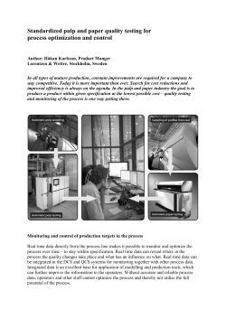 Standardized pulp and paper quality testing for process optimization