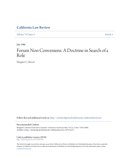 Forum Non Conveniens: A Doctrine in Search of a Role