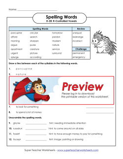 Spelling Words - Super Teacher Worksheets