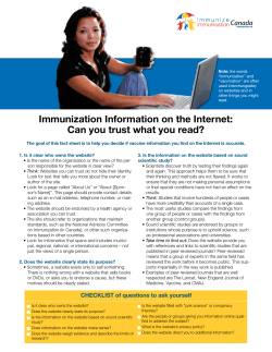 Immunization Information on the Internet: Can you trust what you read?