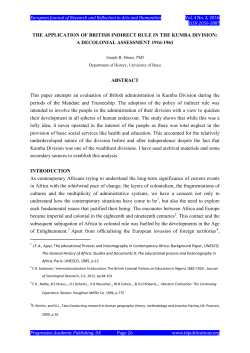 THE APPLICATION OF BRITISH INDIRECT RULE IN THE KUMBA