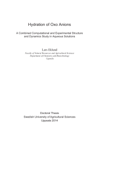 Hydration of Oxo Anions - Epsilon Open Archive