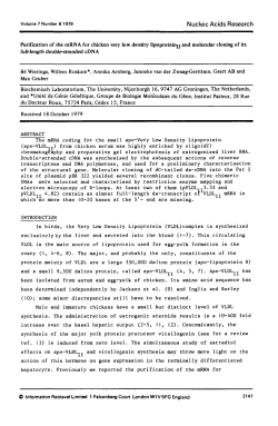 Purification of the mRNA for chicken very low density lipoproteirtII