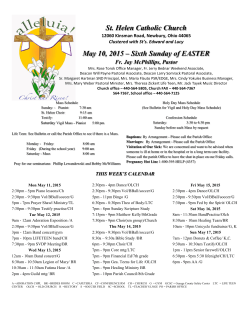 St. Helen Catholic Church May 10, 2015 &ndash; Sixth Sunday of EASTER