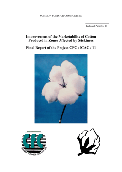 Improvement of the Marketability of Cotton Produced in Zones