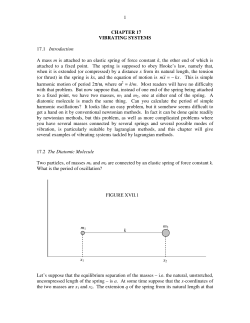 1 CHAPTER 17 VIBRATING SYSTEMS 17.1 Introduction A mass m