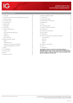 spread betting customer agreement