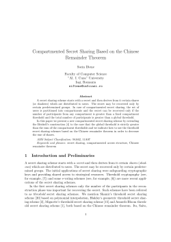 Compartmented Secret Sharing Based on the Chinese Remainder