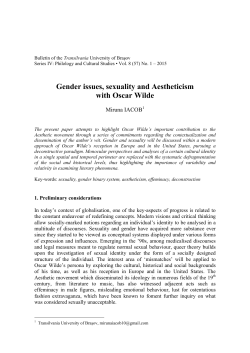Gender issues, sexuality and Aestheticism with Oscar Wilde