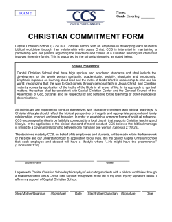 christian commitment form - Capital Christian School