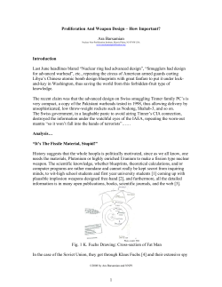 Proliferation And Weapon Design &ndash; How Important