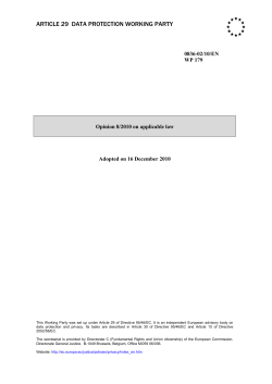 Opinion 8/2010 on applicable law - European Commission