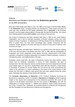 Barcelona and Sarajevo remember the Srebrenica genocide on its