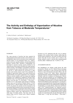 The Activity and Enthalpy of Vaporization of Nicotine