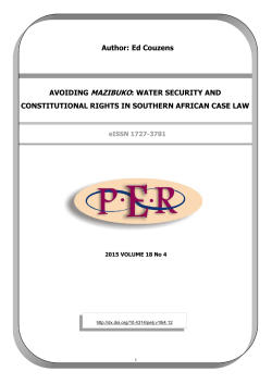 Author: Ed Couzens AVOIDING MAZIBUKO: WATER SECURITY
