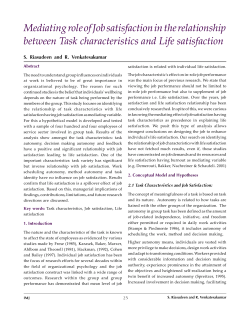 Mediating role of Job satisfaction in the relationship