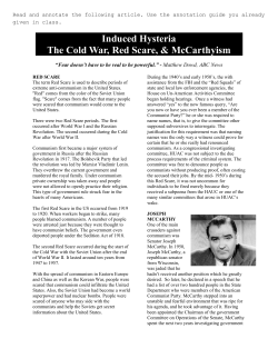 Induced Hysteria The Cold War, Red Scare